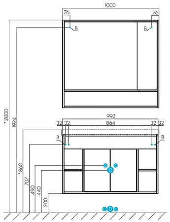 Зеркало со шкафом Aquaton Флай 100 1A237802FAX10 Белый Дуб крафт 