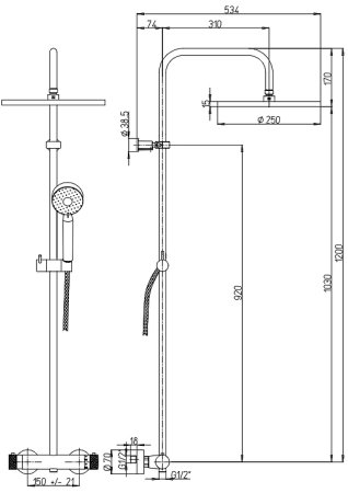 Душевая система Paini Cox 78CR689THAE28P1 Хром 