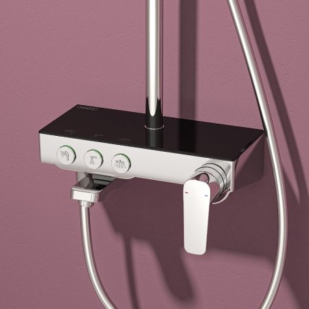 Душевая система Teska Niagara NG3501S с термостатом Хром Черное стекло 