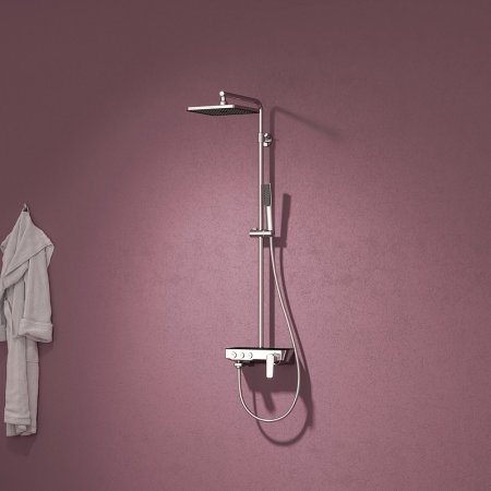 Душевая система Teska Niagara NG3501S с термостатом Хром Черное стекло 