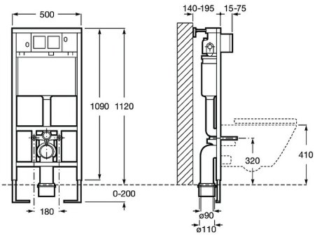Инсталляция Roca Duplo WC 890090020 для унитаза со смывным бачком без клавиши смыва 