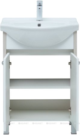 Тумба с раковиной Aquanet Донна 60 белый дуб/белый (2 дверцы) 