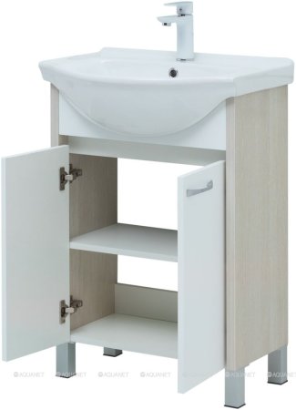Тумба с раковиной Aquanet Донна 60 белый дуб/белый (2 дверцы) 