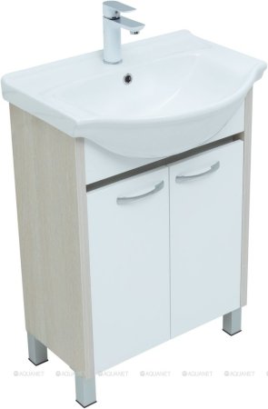 Тумба с раковиной Aquanet Донна 60 белый дуб/белый (2 дверцы) 