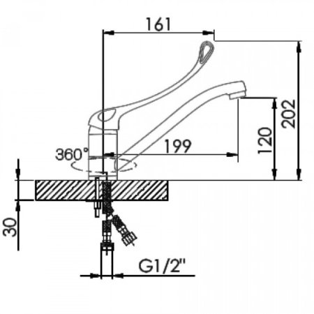 Смеситель для кухни с локтевой (хирургической) ручкой HANSEN H49015 Хром 