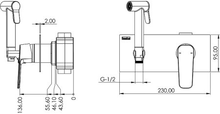 Гигиенический душ со смесителем Teska Elsa Pro BTK6408 Черный матовый 