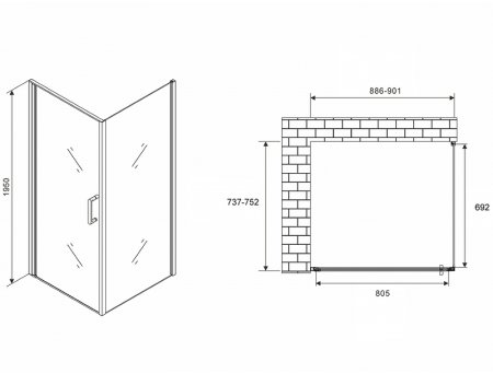Душевой уголок Abber Sonnenstrand 90x75 AG04090-S75 профиль Хром стекло прозрачное 