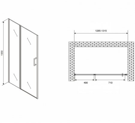 Душевая дверь Abber Sonnenstrand 130 AG04130S профиль Хром стекло прозрачное 