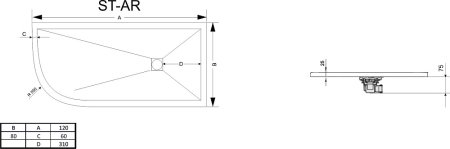 Поддон для душа RGW Stone Tray ST/AR-0128W 80х120 
