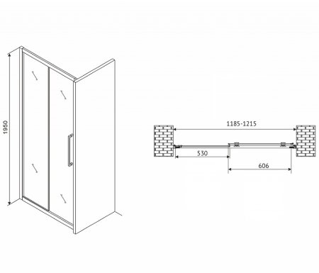 Душевая дверь Abber Schwarzer Diamant 120 AG30120MH профиль Хром стекло матовое 