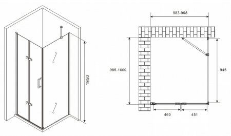 Душевой уголок Abber Zart 100x100 AG08100P-S101 профиль Хром стекло прозрачное 