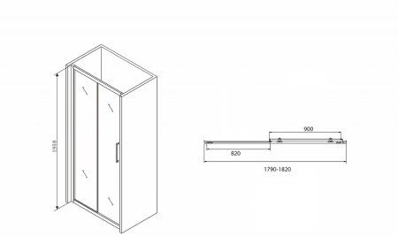 Душевая дверь Abber Schwarzer Diamant 180 AG30180BH профиль Черный стекло прозрачное 