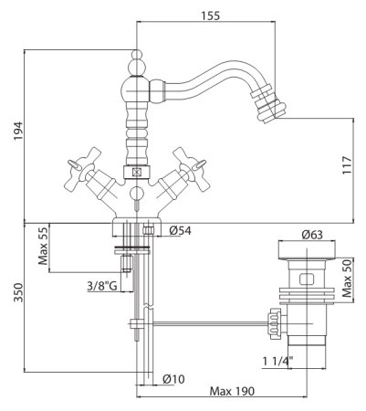 Смеситель Cezares Lord LORD-BS2-01 для биде 
