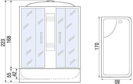Душевой бокс River Nara 170x80 МТ 10000003026 с поддоном 