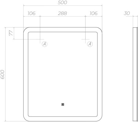 Зеркало VIGO Wing z.WIN.50.Classic, 50 см 