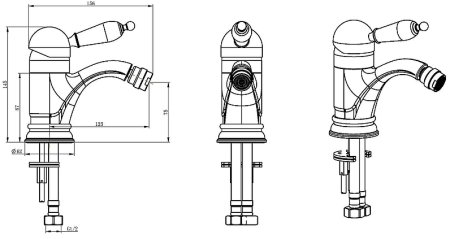 Смеситель для биде Boheme Medici Ripresa 306-BSW Бронза 