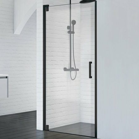 Душевая дверь BelBagno Marmi 90 MARMI-B-1-90-C-NERO профиль Черный стекло прозрачное 