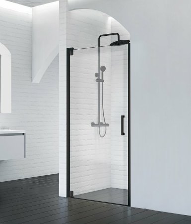 Душевая дверь BelBagno Marmi 90 MARMI-B-1-90-C-NERO профиль Черный стекло прозрачное 