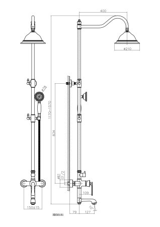 Смеситель с душевой стойкой HAIBA HB24181-5 золото 