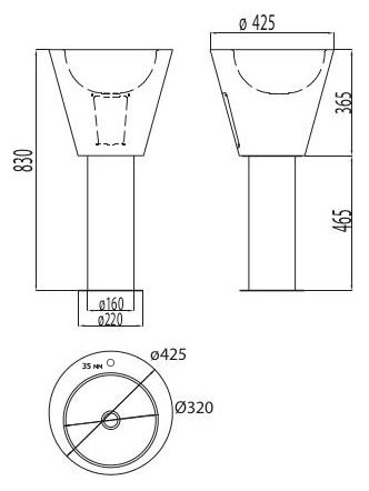 Рукомойник Senda Peconi satin w с отверстием под смеситель 