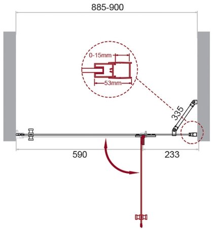 Душевая дверь BelBagno Kraft 90 KRAFT-B-12-60/30-C-Cr-R профиль Хром стекло прозрачное 