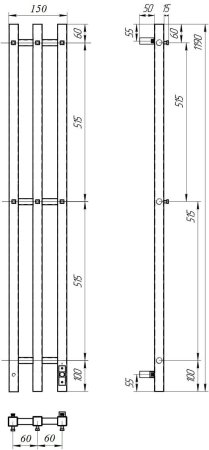 Полотенцесушитель электрический Point Гермес PN13822W П3 120x1200 диммер справа, белый 