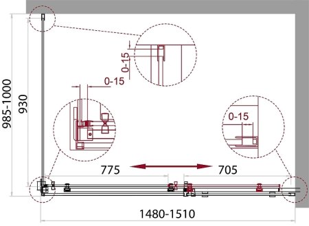 Душевой уголок BelBagno Acqua 150х100 ACQUA-AH-1-150/100-C-Cr профиль Хром стекло прозрачное 