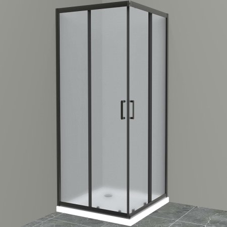 Душевой уголок BelBagno Uno 90х90 UNO-195-A-2-90-P-NERO профиль Черный матовый стекло рифленое 