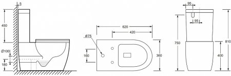 Унитаз-компакт Ceramica Nova Mia CN1801 с микролифтом, безободковый 