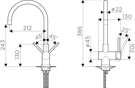 Смеситель для кухни Omoikiri SENDAI OSE-CR-35 Хром 