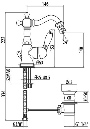 Смеситель для биде Gattoni Orta 2751/27C0 OLD Хром 