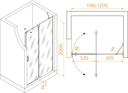 Душевая дверь RGW HO-014B 1200 