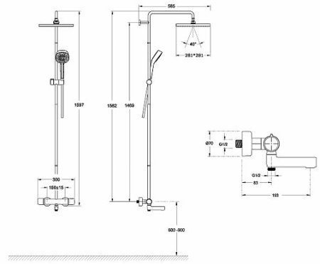 Душевая система Jacob Delafon Atom E26238-CP с термостатом Хром 