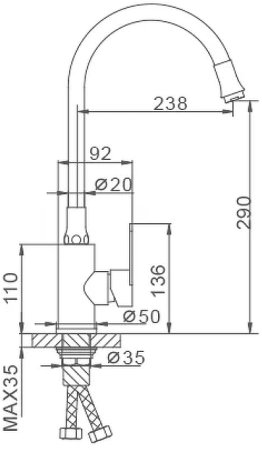 Смеситель для кухни Frap H48 F4448 Сатин Серый 