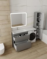 Тумба напольная STYLELINE "Даллас 150" 2 ящика Люкс Плюс серая с раковиной ESTETUS Даллас 1500*482 левый