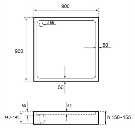 Поддон для душа Bas Аполло 90 