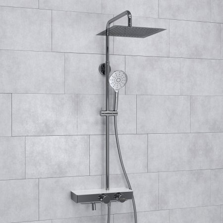 Душевая система WasserKRAFT A113.118.127.CH Thermo с термостатом Хром Белая 