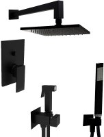 Душевой комплект Paffoni Elle KITZEL015NO/M из душевой системы с гигиеническим душем Черный матовый