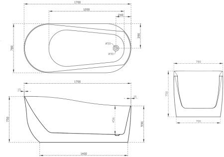 Акриловая ванна ABBER AB9491-1.7 белая 