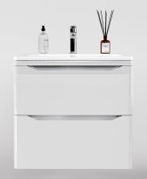 Тумба подвесная "Марелла 70" (2 ящ.) Люкс антискрейтч белый глянец, PLUS