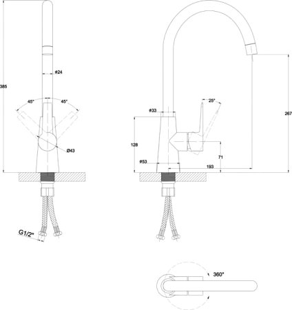 Смеситель для кухонной мойки Paulmark Holstein Ho212065-418 черный металлик 