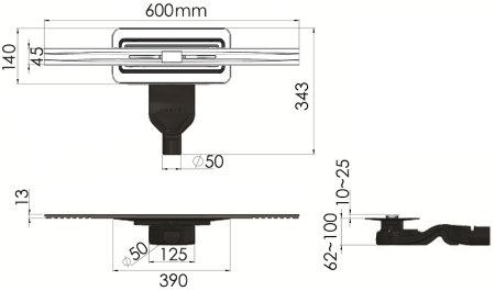 Душевой лоток Berges Simpel 600 091111 с решеткой Хром глянец 