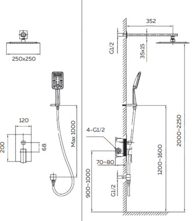 Душевая система AltroBagno Lamberto 040105 NeOp 