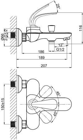 Смеситель D&K Gondolla DA1023241 для ванны с душем 