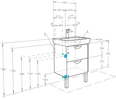 Тумба под раковину Aquaton Сильва 60 1A211801SIW50 Дуб макиато 