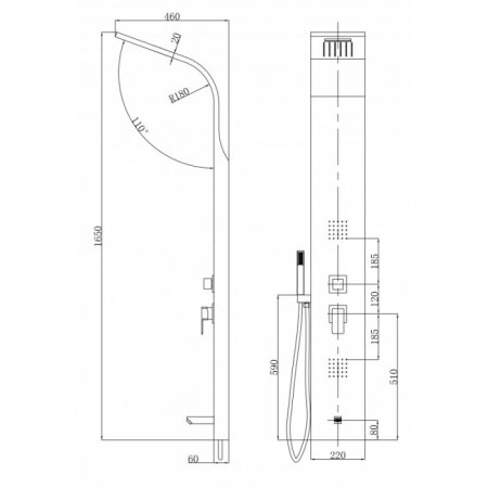 Душевая панель HANSEN H36002 Хром 