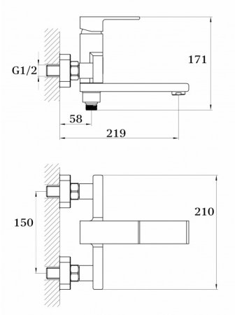 Cмеситель для ванны GANZER GZ28032 CHROME 