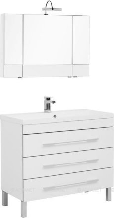 Комплект мебели для ванной Aquanet Верона NEW 100 белый (напольный 3 ящика) 