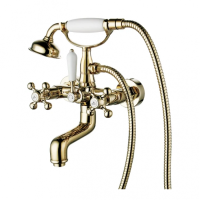 Смеситель с душевой лейкой GANZER Konstantin GZ09032 золото/белый