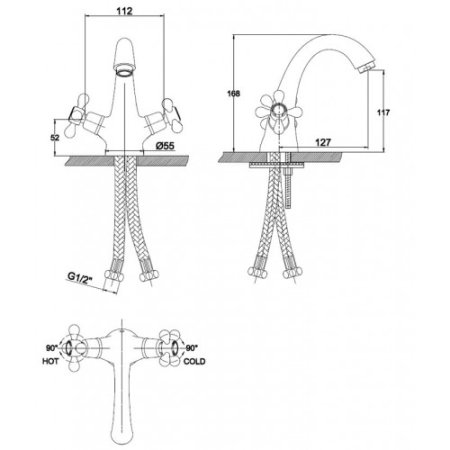 Смеситель для раковины Kaiser Carlson Style 44311-1 Бронза 